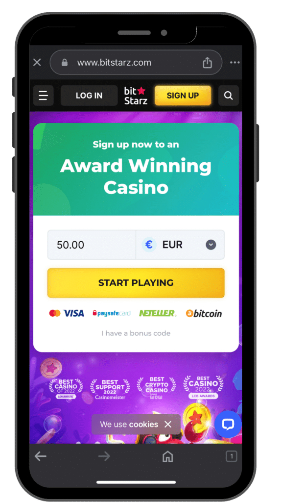 bitStarz Casino Bonus in der Ansicht eines Iphones